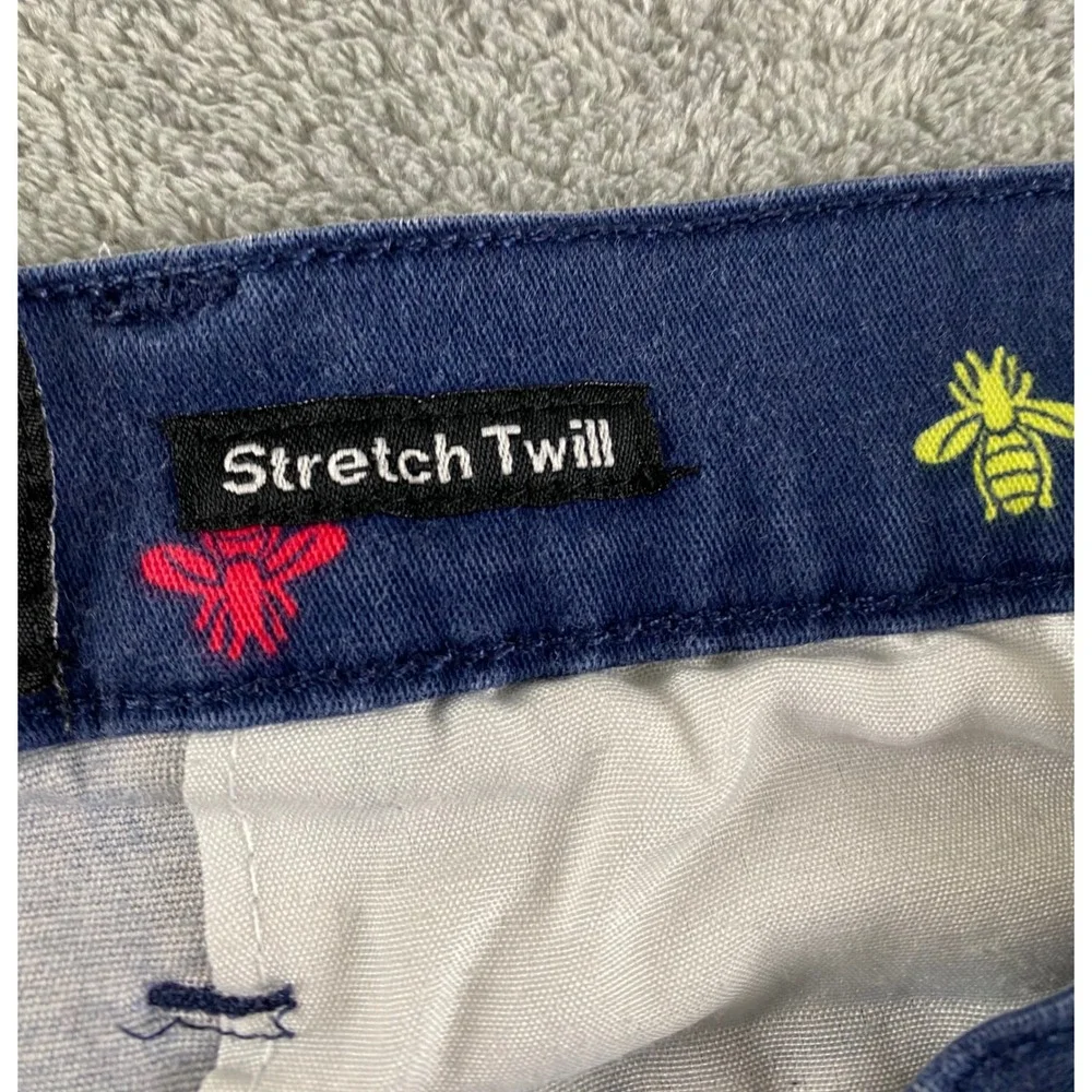 Raw Yarn Industries Mens Navy Blue Multi Color Embroidered Bee Shorts Size 34